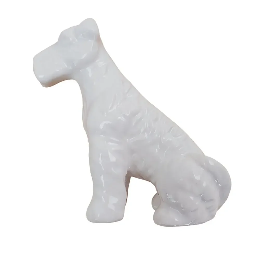 Vintage Sitting Miniature Schauzer Pup Dog Porcelain Figurine Shelf Sitter